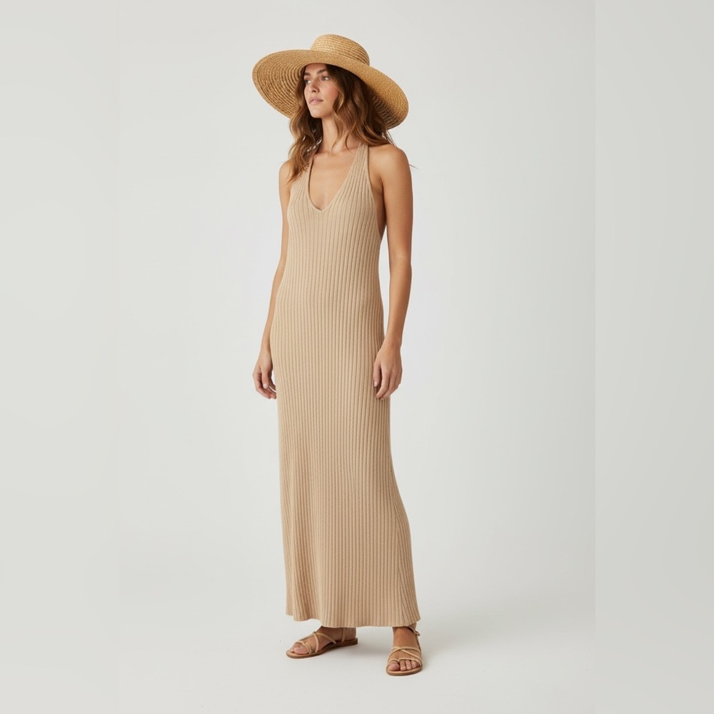 NEW PrettyLittleThing Plus‎ Size XXL Dress Maxi Dress Halter Ribbed Knit Bodycon